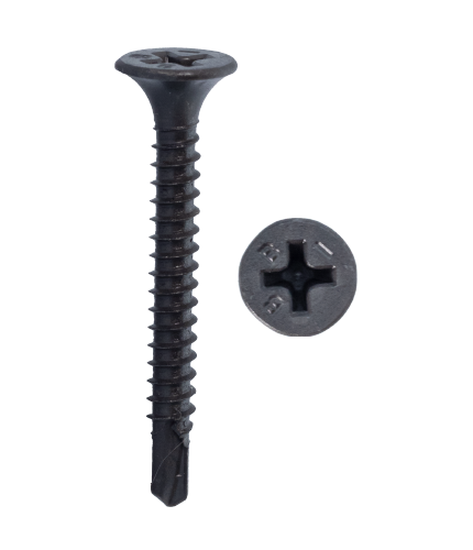 Product image for Cully 79623BFG 6 x 1-1/4" Drywall Screw, Bugle Head, Fine Thread, Tek, Phillips, Black