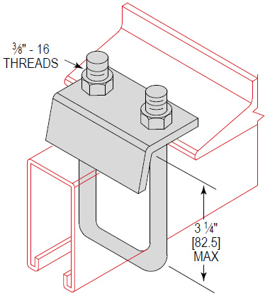 Product image for Minerallac BCSU325S4 Beam Clamp to Strut With U-Bolt For 2-7/16" and 3-1/4" Channel, Type304 Stainless Steel