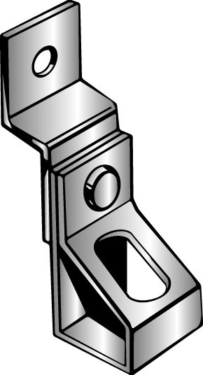 Product image for Minerallac RO1438N Offset Bracket with Rod Hanger, 1/4" Fastening Hole on Bracket, Suspends 1/4-3/8" Threaded Rod (Nut Required), Pre-Galvanized/Spring Steel